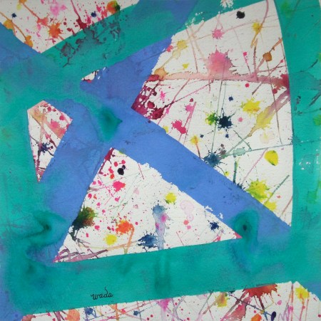 私の構図5、紙にグワッシュ、水彩、和田 健