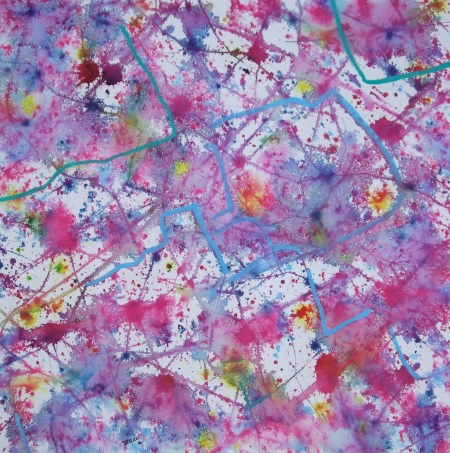 私の構図16、2012年、紙にグワッシュ、水彩、和田 健、抽象画